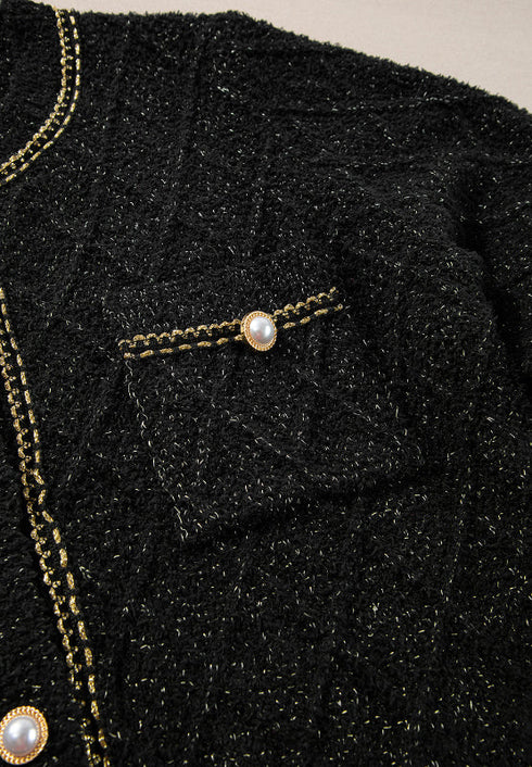 'Arabelle' Tweed Knit Sweater - Celes Fashion